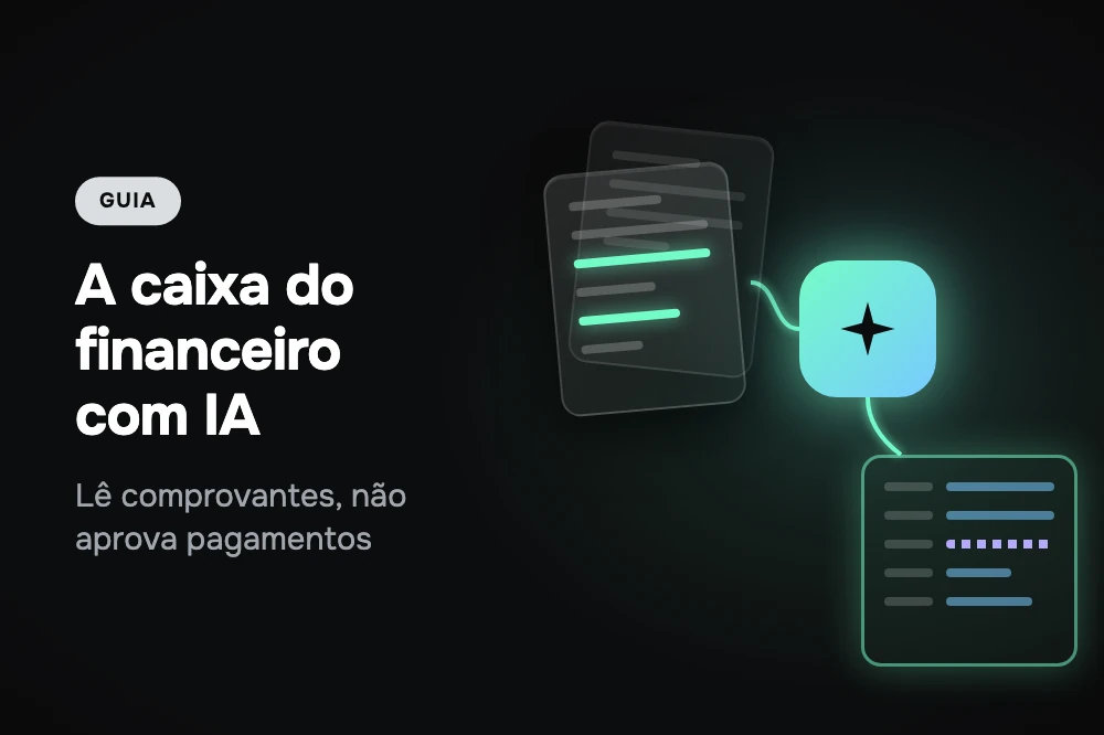 Agente de IA lendo comprovantes de pagamento e faturas na caixa do financeiro