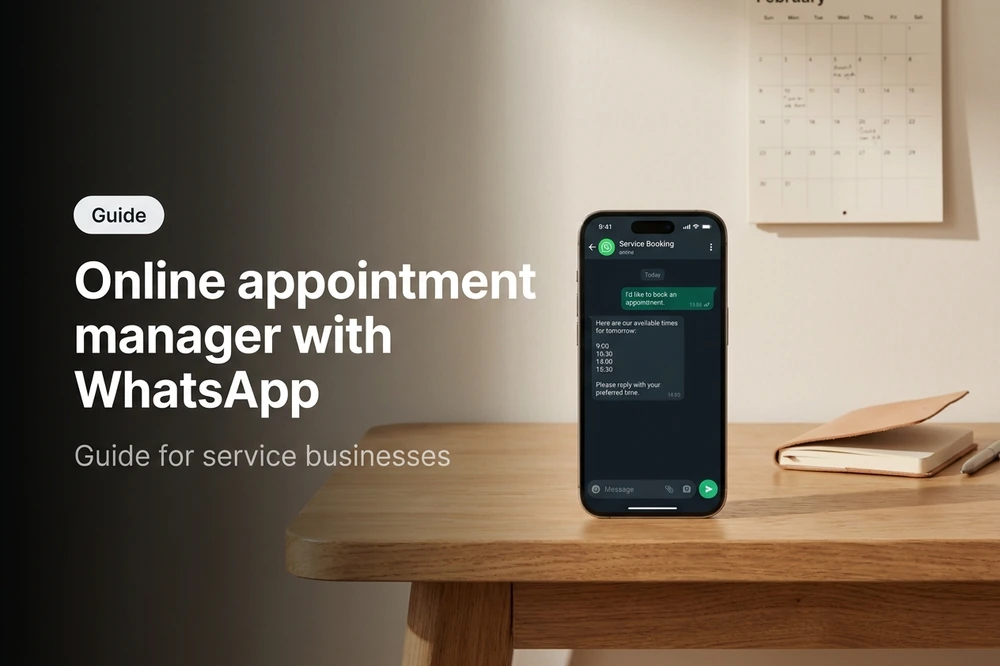 Online appointment manager with WhatsApp showing availability, automatic reminders, and instant confirmation