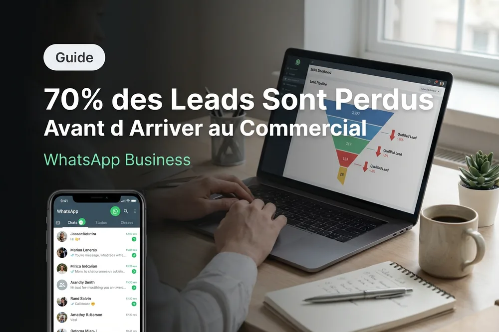 Entonnoir de leads WhatsApp montrant la perte d'opportunités due au délai de réponse
