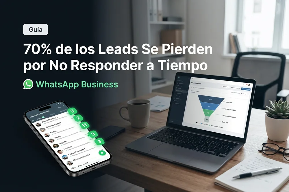 Embudo de leads de WhatsApp mostrando la pérdida de oportunidades por demora en respuesta